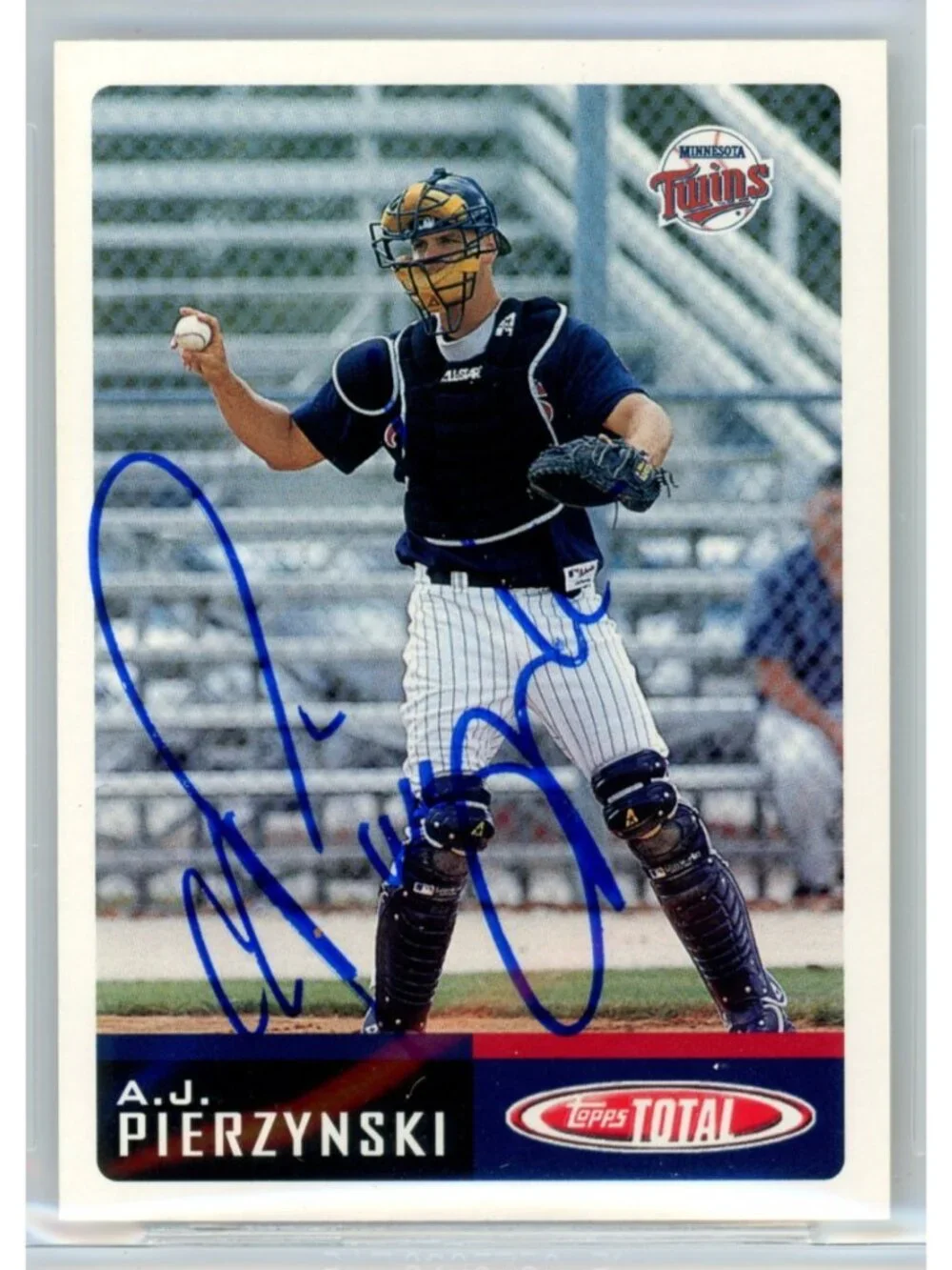 A.J. Pierzynski Signed 2002 Topps Total #256 Twins Baseball Card BAS Slab